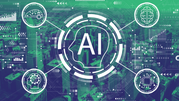 AI in big and bold letters, along with accompanying art